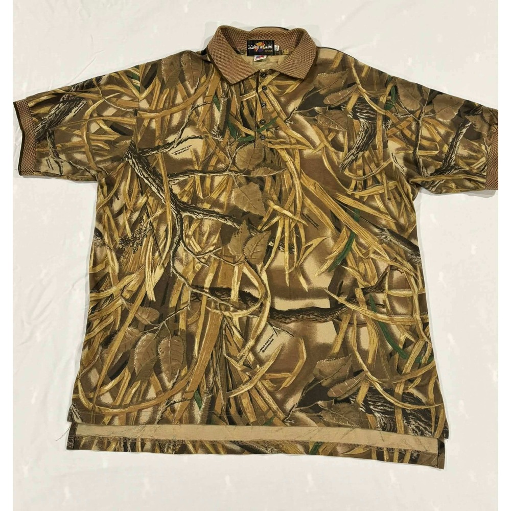Janet Blaze Ducks Unlimited Advantage Wetlands Camo Polo Shirt Mens XXL USA Made